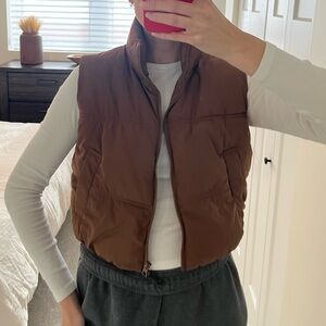 H&M Brown Cropped Puffer Vest